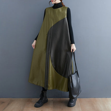Stitching Contrast  Dress Loose Casual Sleeveless Dress