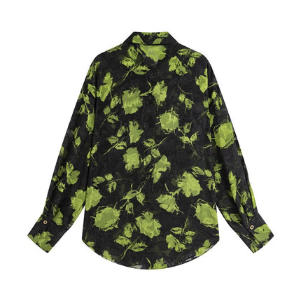 Retro Loose Black Floral Shirt