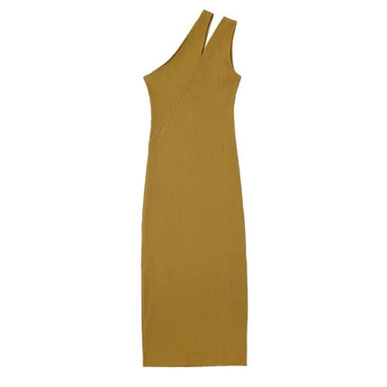 Boho Beach Knitted Women Asymmetric Halter Dress