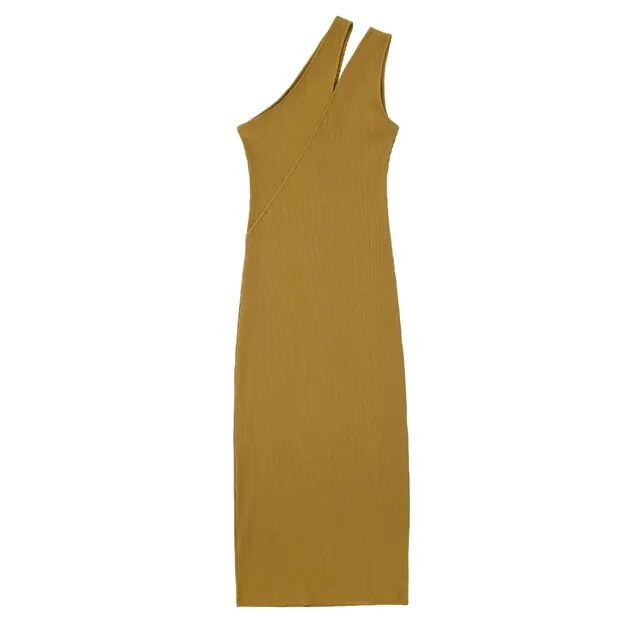 Boho Beach Knitted Women Asymmetric Halter Dress