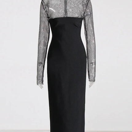 Solid Spliced Mesh Dresses For Women