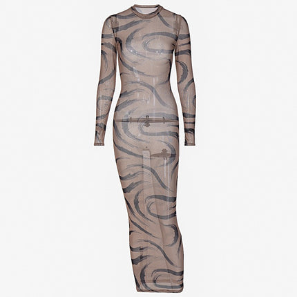 Long Sleeve O-Neck Bodycon Midi Dresses For Women