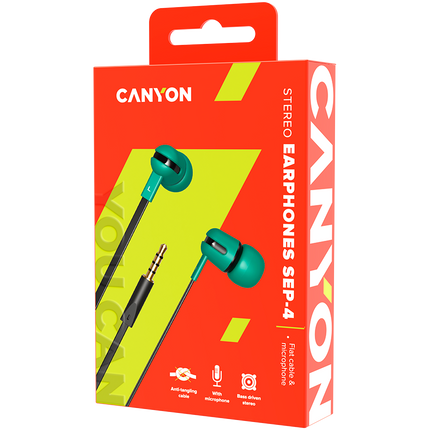 CANYON headphones SEP-4 Mic Flat 1.2m Green