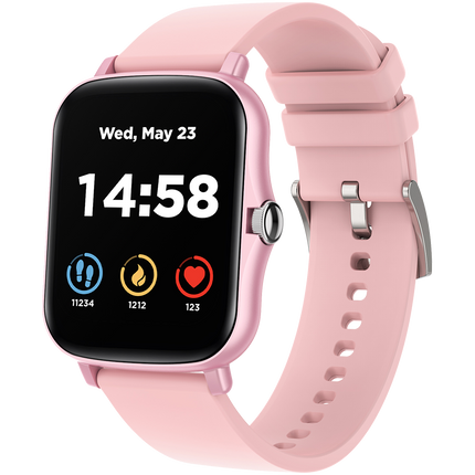 CANYON Barberry SW-79, Smart watch, 1.69inches TFT full touch screen, Zinic+plastic body, IP67 waterproof, multi-sport mode, compatibility with iOS and android, Pink body with Pink silicon belt, Host: 44.4*36*9.2mm, Strap: 230x20mm, 47g