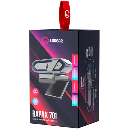LORGAR Rapax 701, Streaming Camera,2K 1080P/60fps, 1/3'',4Mega CMOS Image Sensor, Auto Focus, Built-in high sensivity low noise cancelling Microphone, Blue coating color, USB 2.0 Type C , L=2000mm, size: 105x46.8x62.5mm, Weight: 108g