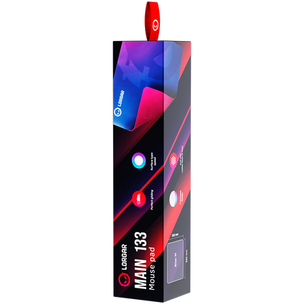 Lorgar Main 133, Gaming mouse pad, High-speed surface, Purple anti-slip rubber base, size: 360mm x 300mm x 3mm, weight 0.2kg