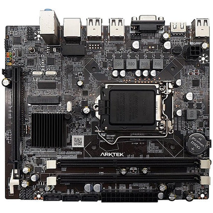 Arktek Intel H55 Chipset, Socket LGA1156, Dual Channel DDR3, Integrated Intel Graphics X4500 HD, 2 x DDR3 Slots, Realtek 10/100/1000 Gigabit LAN, Realtek Audio, 3 x SATA Ports, 2 x USB 2.0, 1 x PCI Express x16 Slot, Micro-ATX