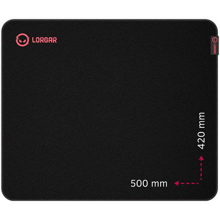 Lorgar Main 325, Gaming mouse pad, Precise control surface, Red anti-slip rubber base, size: 500mm x 420mm x 3mm, weight 0.4kg