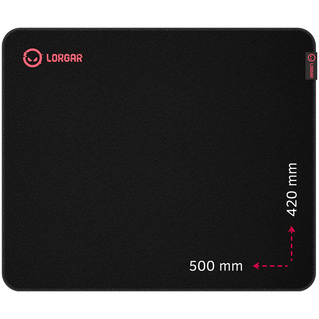 Lorgar Main 325, Gaming mouse pad, Precise control surface, Red anti-slip rubber base, size: 500mm x 420mm x 3mm, weight 0.4kg