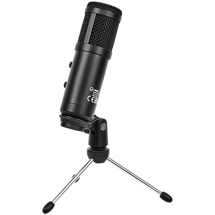 LORGAR Soner 313, Gaming Microphone, USB condenser microphone with Volume Knob & Echo Knob, Frequency Response: 80 Hz—17 kHz, including 1x Microphone, 1 x 2.5M USB Cable, 1 x Tripod Stand, dimensions: Ø47.4*158.2*48.1mm, weight: 243.0g, Black