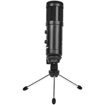 LORGAR Soner 313, Gaming Microphone, USB condenser microphone with Volume Knob & Echo Knob, Frequency Response: 80 Hz—17 kHz, including 1x Microphone, 1 x 2.5M USB Cable, 1 x Tripod Stand, dimensions: Ø47.4*158.2*48.1mm, weight: 243.0g, Black