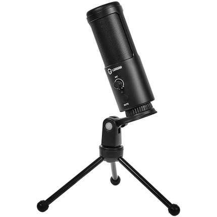 LORGAR Voicer 521, Gaming Microphone, Black, USB condenser mic with Volume Knob, 3.5MM headphonejack, mute button and led indicator, package including 1x F5 Microphone, 1 x 2M type-C USB Cable, 1 xTripod Stand