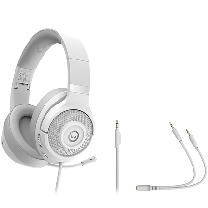 LORGAR Noah 101, Gaming headset with microphone, 3.5mm jack connection, cable length 2m, foldable design, PU leather ear pads, size: 185*195*80mm, 0.245kg, white