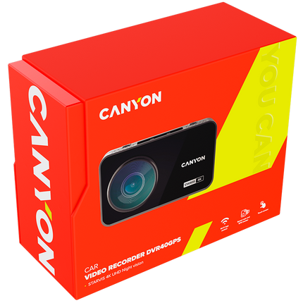 CANYON car recorder DVR40GPS UltraHD 2160p Wi-Fi GPS Black