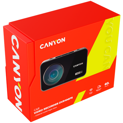 CANYON car recorder DVR10GPS FullHD 1080p Wi-Fi GPS Black