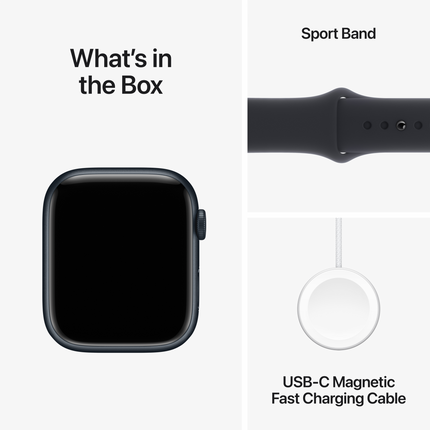 Apple Watch Series 9 GPS 45mm Midnight Aluminium Case with Midnight Sport Band - M/L,Model A2980