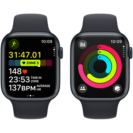 Apple Watch Series 9 GPS 45mm Midnight Aluminium Case with Midnight Sport Band - M/L,Model A2980