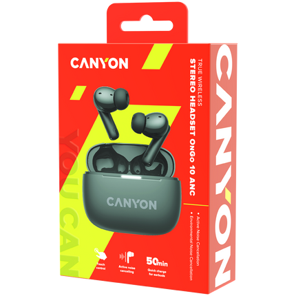 CANYON headset OnGo TWS-10 ANC+ENC Grey