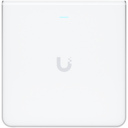 UBIQUITI U6 Enterprise In-Wall, 10 spatial streams, 115 m² (1,250 ft²) coverage, 600+ connected devices, Powered using PoE+/PoE++, (4) GbE ports with (1) PoE output, 2.5 GbE uplink.