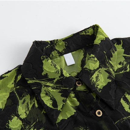 Retro Loose Black Floral Shirt