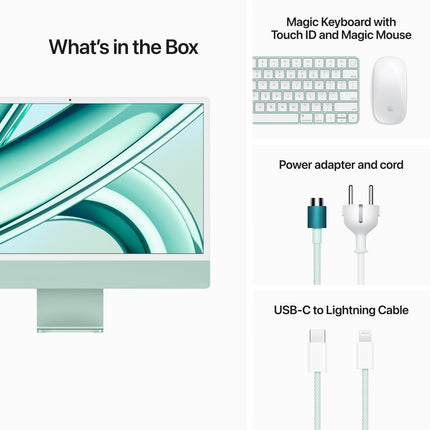 24-inch iMac with Retina 4.5K display: Apple M3 chip with 8‑core CPU and 10‑core GPU, 256GB SSD - Green,Model A2873