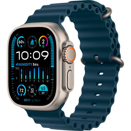 Apple Watch Ultra 2 GPS + Cellular, 49mm Titanium Case with Blue Ocean Band,Model A2986