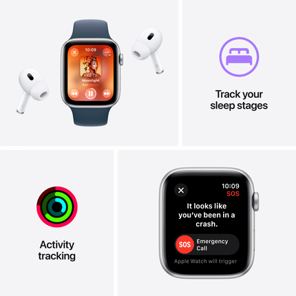 Apple Watch SE GPS + Cellular 40mm Midnight Aluminium Case with Midnight Sport Band - S/M,Model A2725