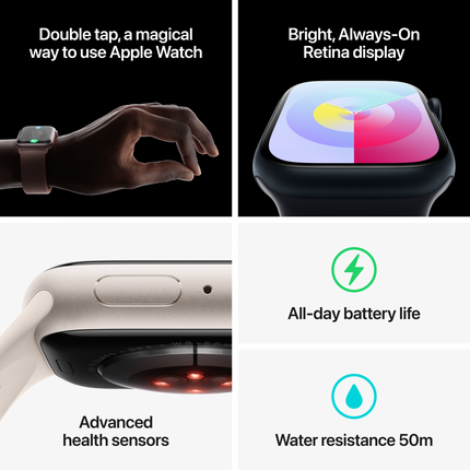 Apple Watch Series 9 GPS + Cellular 41mm Midnight Aluminium Case with Midnight Sport Band - M/L,Model A2982
