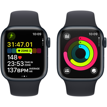 Apple Watch Series 9 GPS + Cellular 41mm Midnight Aluminium Case with Midnight Sport Band - M/L,Model A2982
