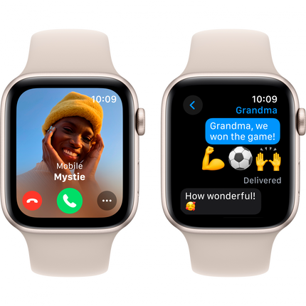 Apple Watch SE GPS + Cellular 44mm Starlight Aluminium Case with Starlight Sport Band - S/M,Model A2724