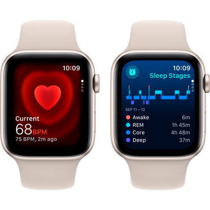 Apple Watch SE GPS + Cellular 44mm Starlight Aluminium Case with Starlight Sport Band - S/M,Model A2724