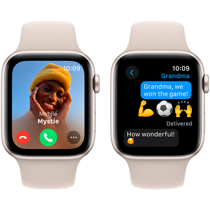 Apple Watch SE GPS + Cellular 44mm Starlight Aluminium Case with Starlight Sport Band - S/M,Model A2724