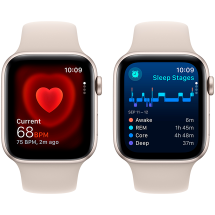 Apple Watch SE GPS + Cellular 44mm Starlight Aluminium Case with Starlight Sport Band - S/M,Model A2724