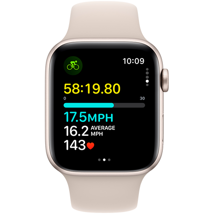 Apple Watch SE GPS + Cellular 44mm Starlight Aluminium Case with Starlight Sport Band - S/M,Model A2724