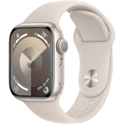 Apple Watch Series 9 GPS + Cellular 41mm Starlight Aluminium Case with Starlight Sport Band - M/L,Model A2982