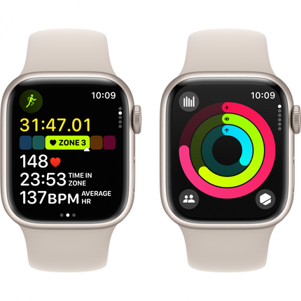 Apple Watch Series 9 GPS + Cellular 41mm Starlight Aluminium Case with Starlight Sport Band - M/L,Model A2982