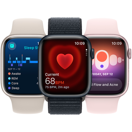 Apple Watch Series 9 GPS + Cellular 41mm Starlight Aluminium Case with Starlight Sport Band - M/L,Model A2982