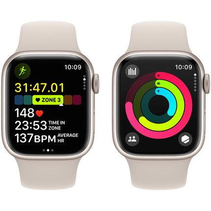 Apple Watch Series 9 GPS + Cellular 41mm Starlight Aluminium Case with Starlight Sport Band - M/L,Model A2982