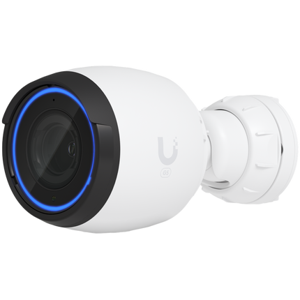 UBIQUITI G5 Pro; 4K (8MP) video resolution; 3x optical zoom; 25 m (82 ft) IR night vision; AI event detections; Record audio with an integrated microphone; Connect and power using PoE; Weatherproof (outdoor exposed).