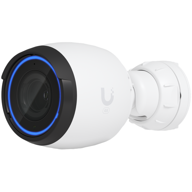 UBIQUITI G5 Pro; 4K (8MP) video resolution; 3x optical zoom; 25 m (82 ft) IR night vision; AI event detections; Record audio with an integrated microphone; Connect and power using PoE; Weatherproof (outdoor exposed).