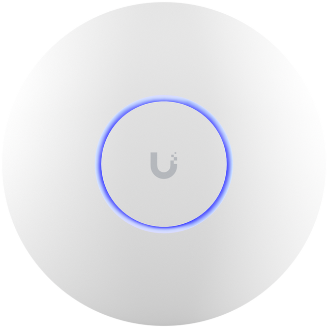 UBIQUITI U6 Long-Range; WiFi 6; 8 spatial streams; 185 m² (2,000 ft²) coverage; 350+ connected devices; Powered using PoE+; GbE uplink.