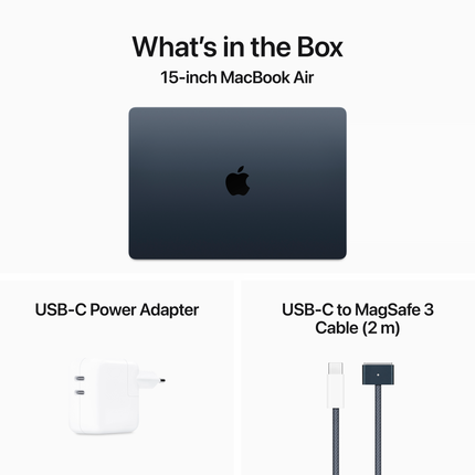 15-inch MacBook Air: Apple M3 chip with 8-core CPU and 10-core GPU, 16GB, 512GB SSD - Midnight,Model A3114