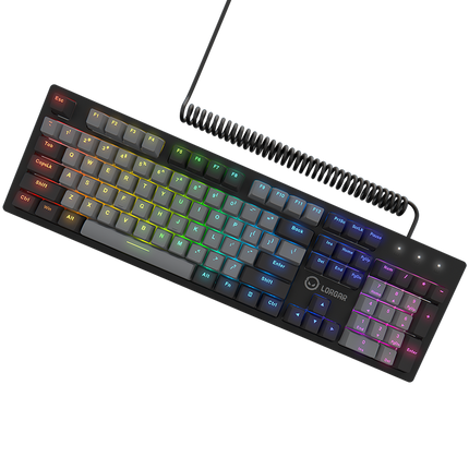 LORGAR Azar 514, Wired mechanical gaming keyboard, RGB backlight, 1680000 colour variations, 18 modes, keys number: 104, 50M clicks, linear dream switches, spring cable up to 3.4m, ABS plastic+metal, magnetic cover, 450*136*39mm, 1.17kg, black, EN layout