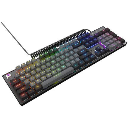 LORGAR Azar 514, Wired mechanical gaming keyboard, RGB backlight, 1680000 colour variations, 18 modes, keys number: 104, 50M clicks, linear dream switches, spring cable up to 3.4m, ABS plastic+metal, magnetic cover, 450*136*39mm, 1.17kg, black, EN layout