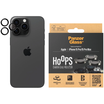 PanzerGlass Hoops Camera Lens Protector iPhone 15 Pro | 15 Pro Max | Black Metal
