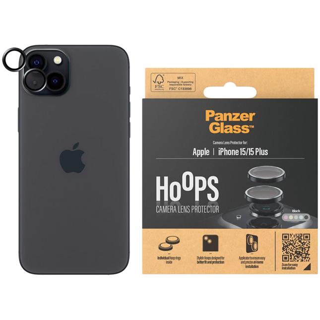 PanzerGlass Hoops Camera Lens Protector iPhone 15 | 15 Plus | Black