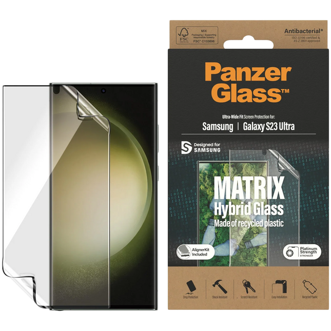 PanzerGlass MATRIX Screen Protector Samsung Galaxy S23 Ultra | Ultra-Wide Fit w. AlignerKit