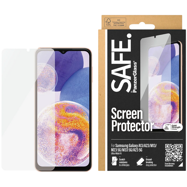 SAFE. by PanzerGlass Screen Protector Samsung Galaxy A13 | A23 | M13 | M23 5G | M33 5G | A23 5G