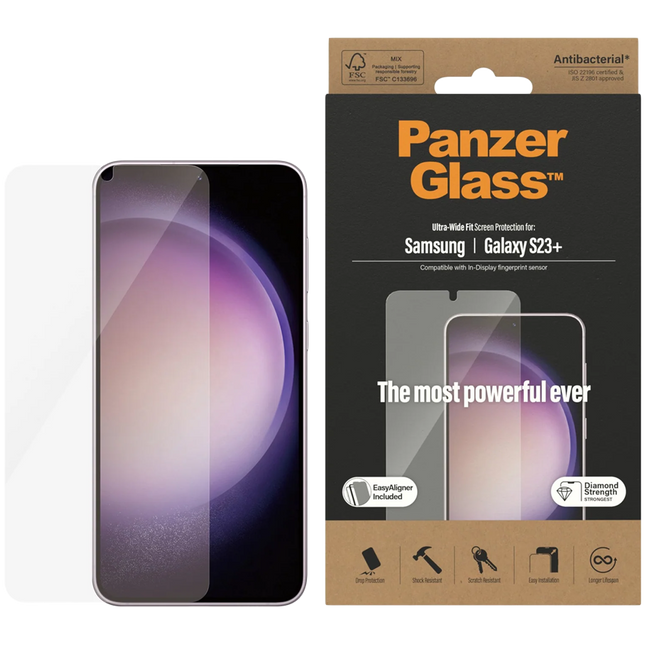 PanzerGlass Screen Protector Samsung Galaxy S23+ | Ultra-Wide Fit w. EasyAligner