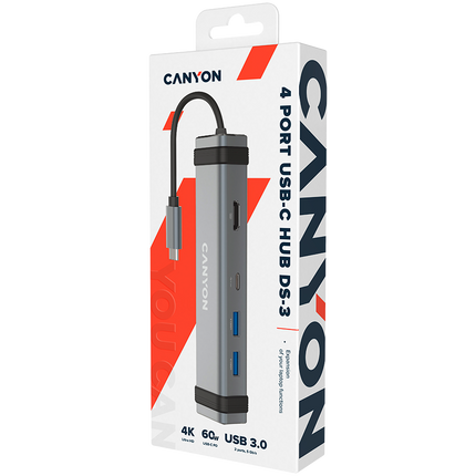CANYON hub DS-3 4in1 USB-C Space Grey
